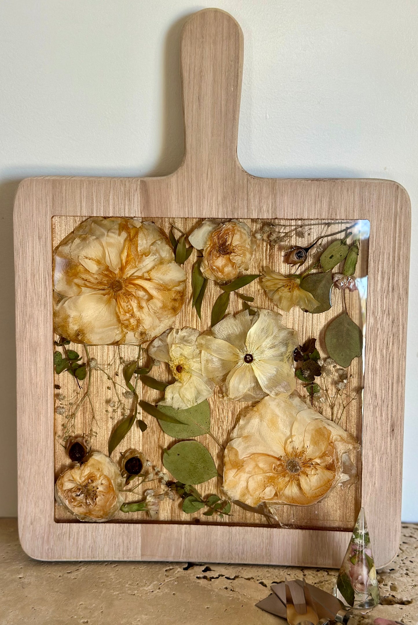 Paddle Resin Serving Board Flower Preservation