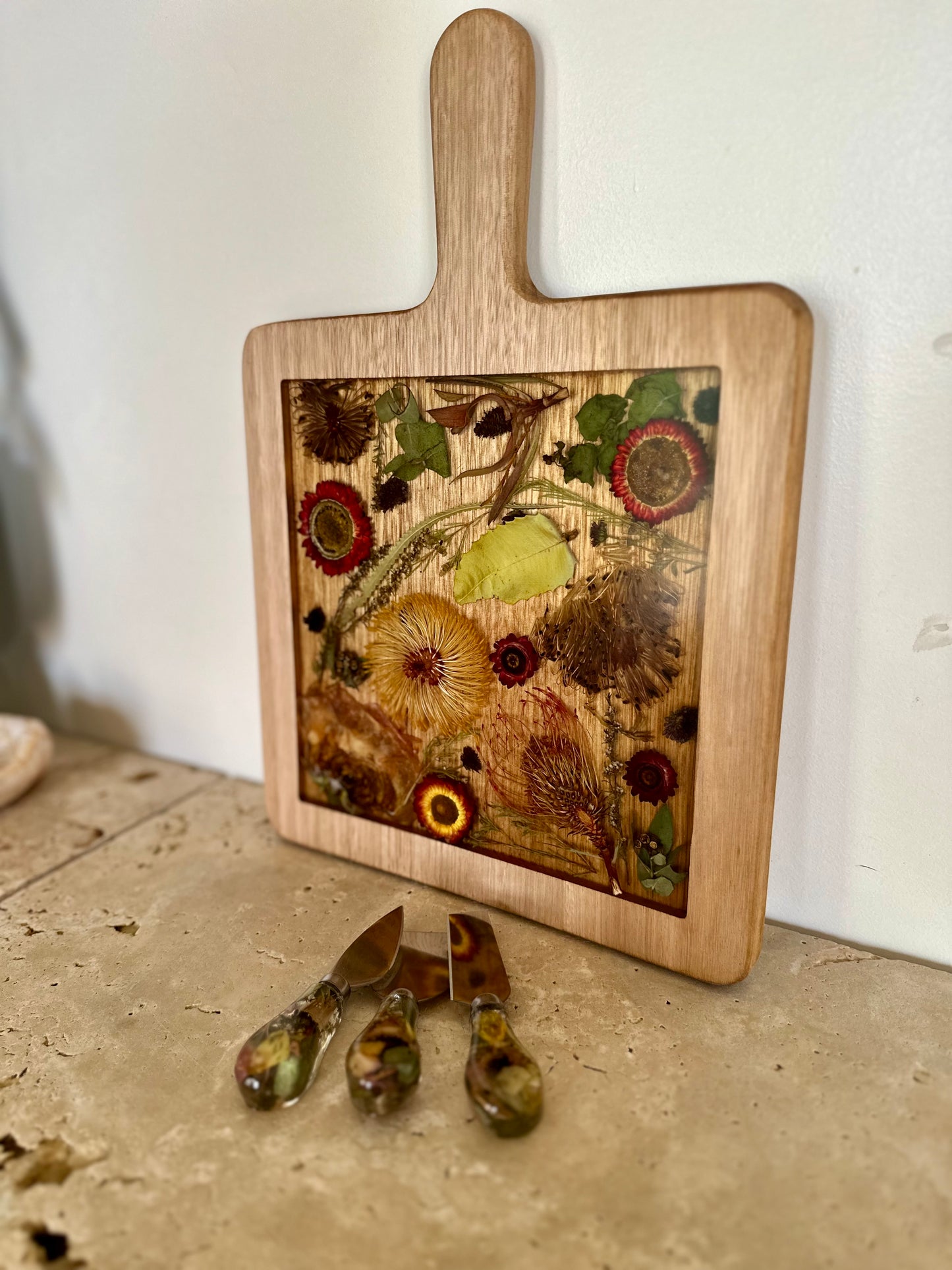 Paddle Resin Serving Board Flower Preservation