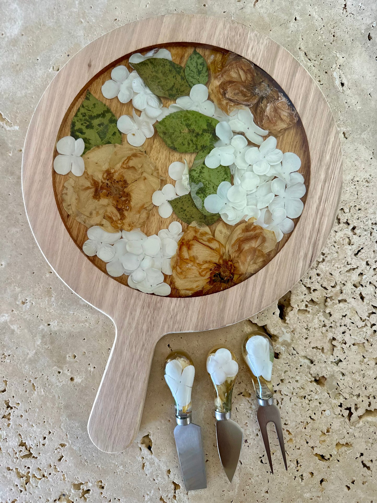 Paddle Resin Serving Board Flower Preservation