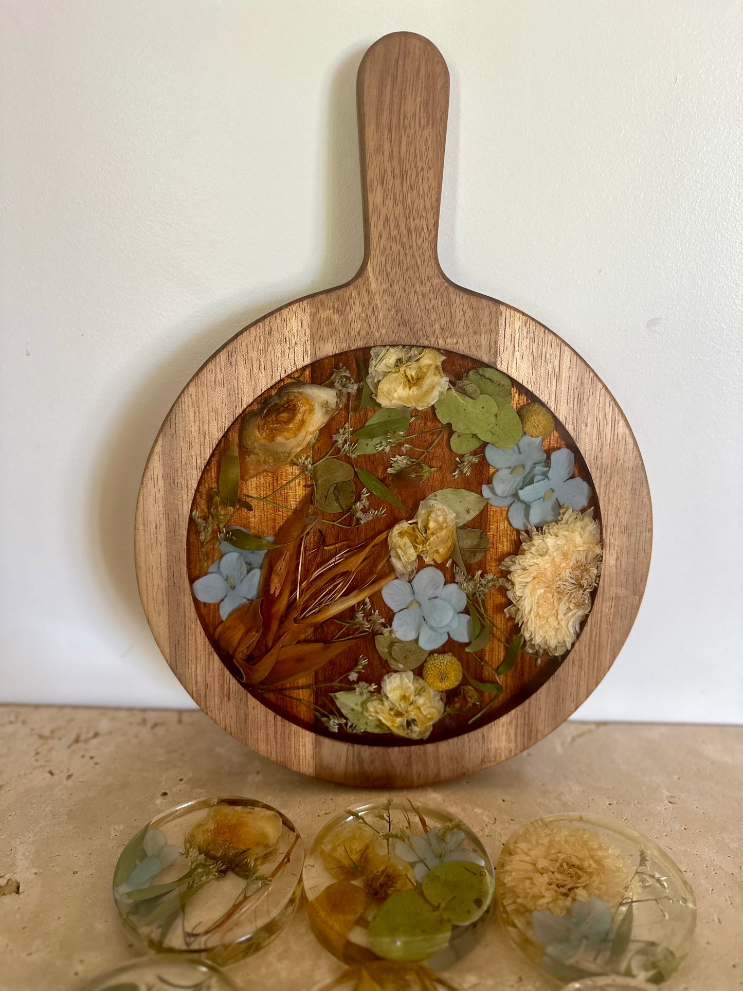 Paddle Resin Serving Board Flower Preservation