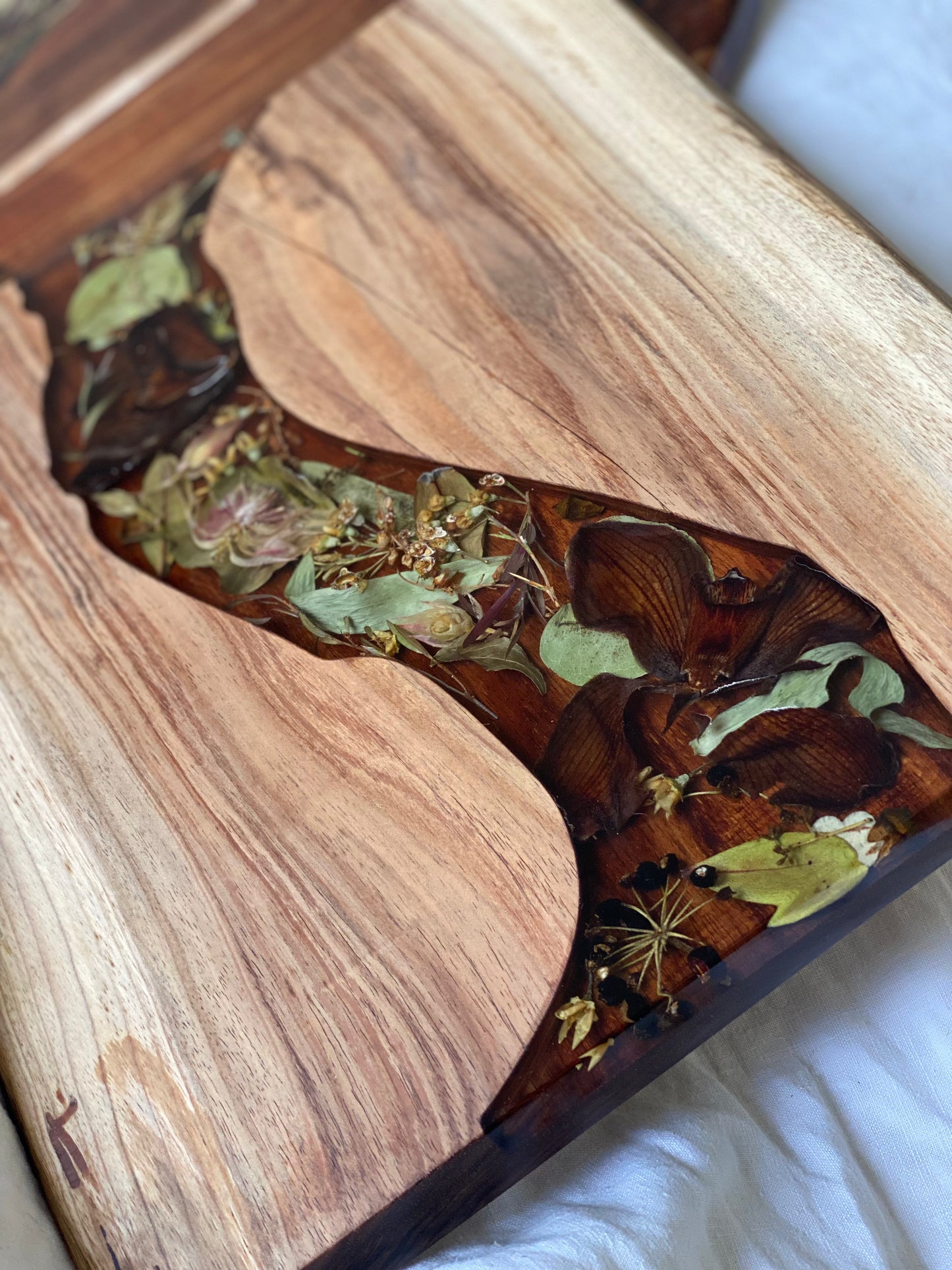 Live Edge Rectangle Serving Board Flower Preservation