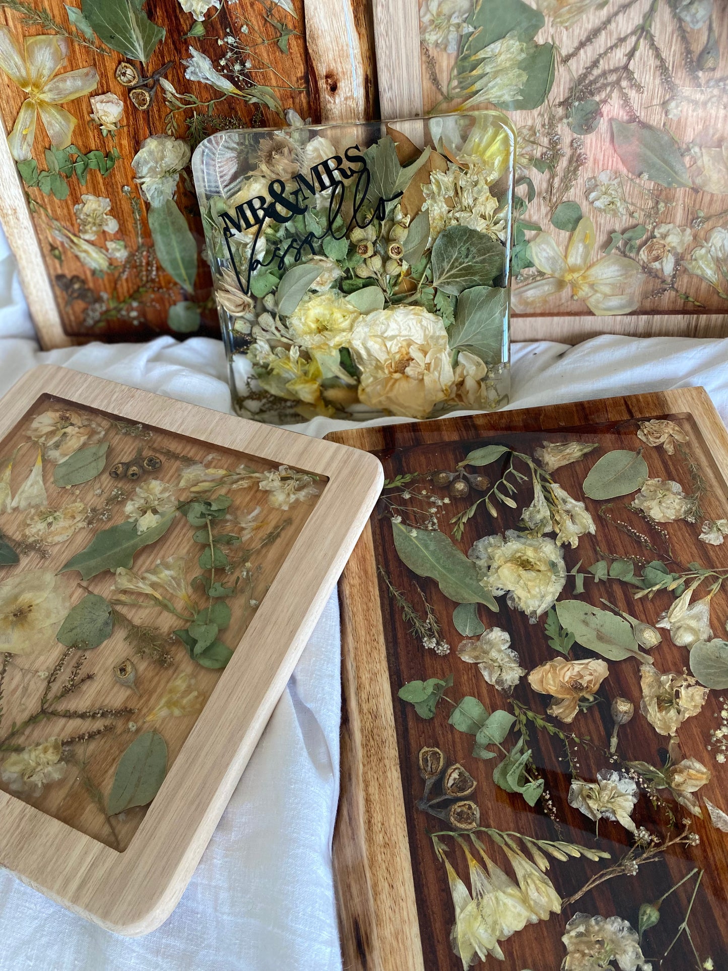 Paddle Resin Serving Board Flower Preservation