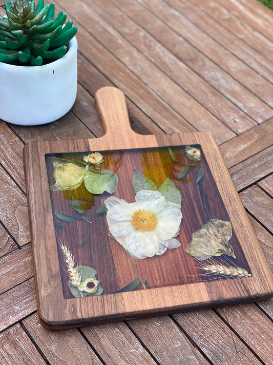 Paddle Resin Serving Board Flower Preservation