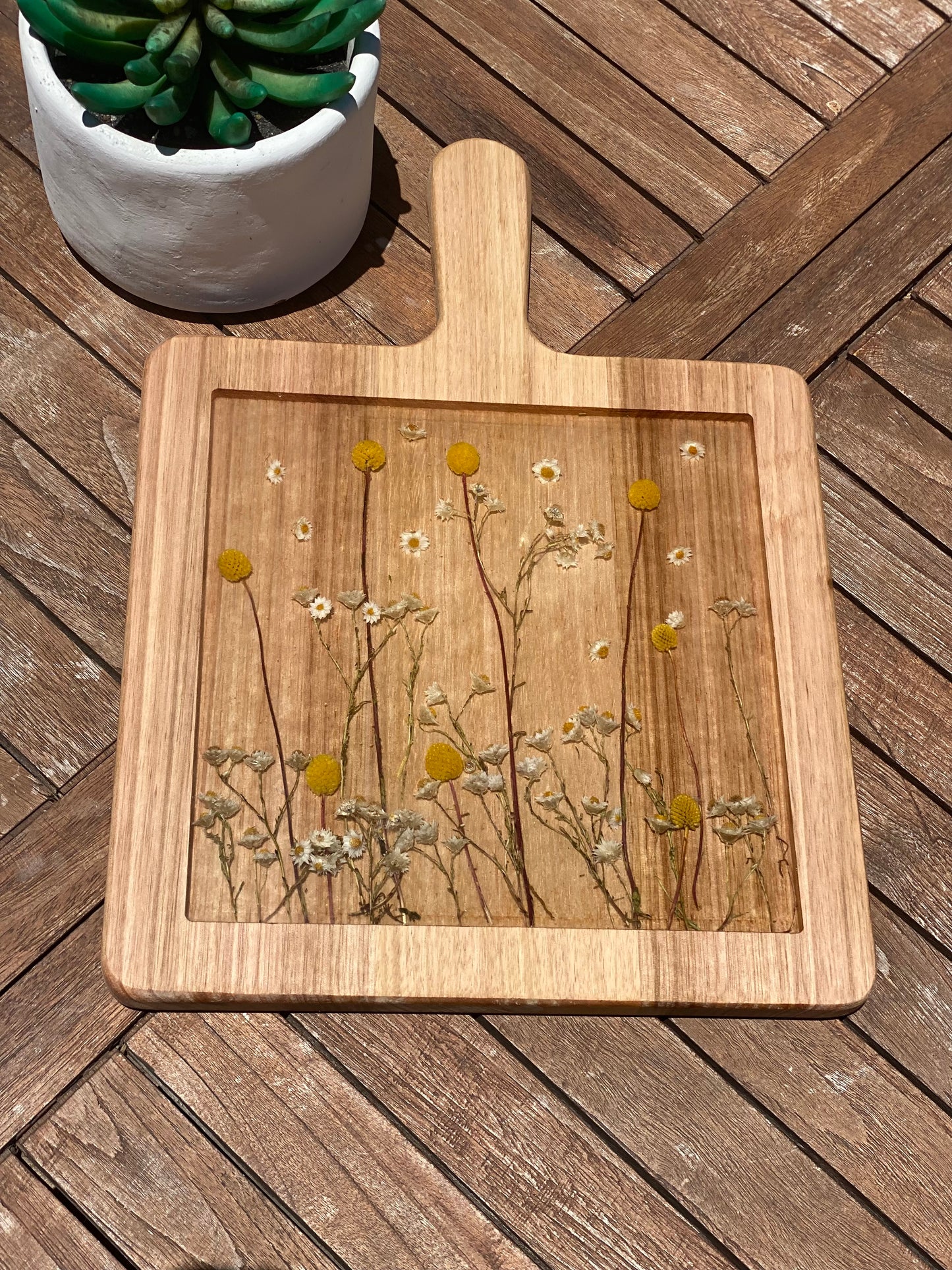 Paddle Resin Serving Board Flower Preservation