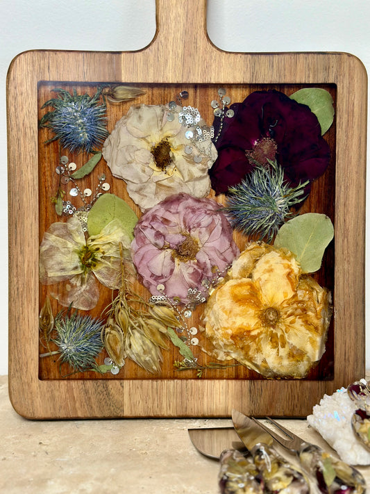 Paddle Resin Serving Board Flower Preservation